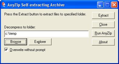 AnyZip SFX (self-extracting archive) 
