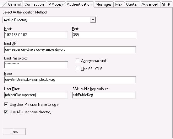 MFT server Active Airectory authentication