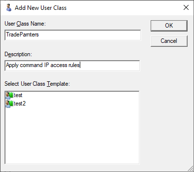 Menu to create new user class