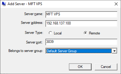 File transfer server remote administration
connection