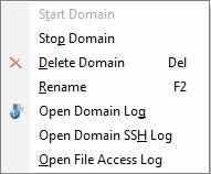 Domain context menu