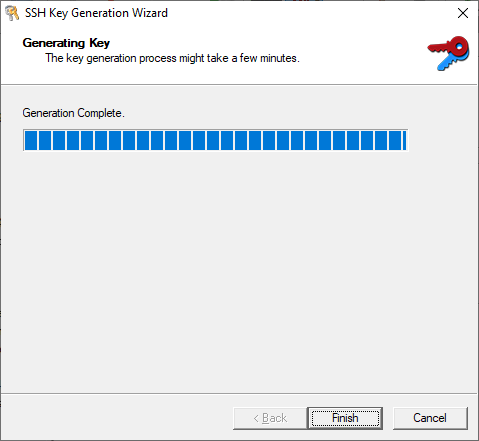 SSH key creation progress