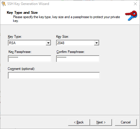 SSH key generation:key type and key
size