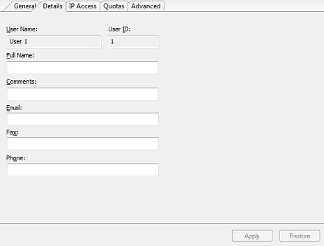 Configure SFTP server user details